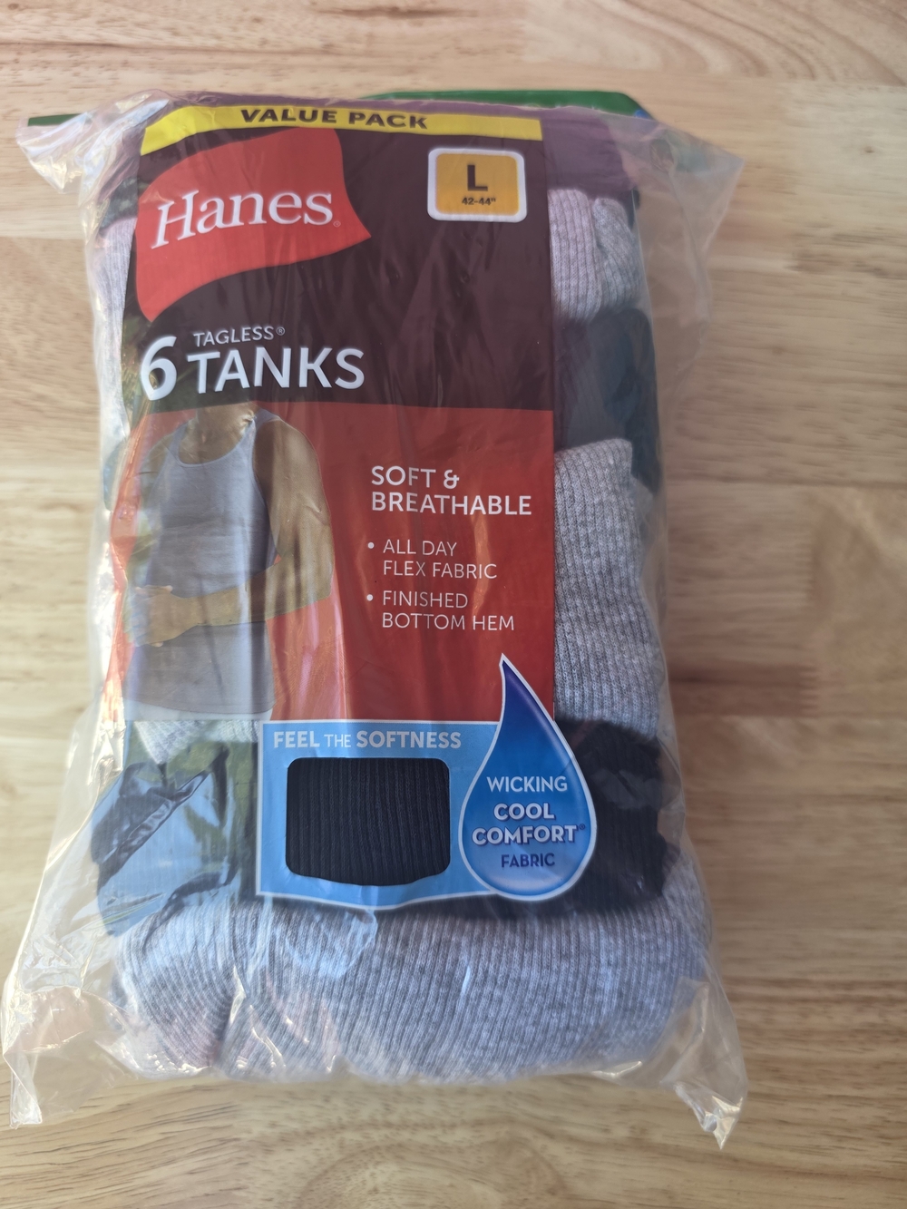 Hanes Men’s 6-Pack Tagless Tank Tops – Gray & Black Mix